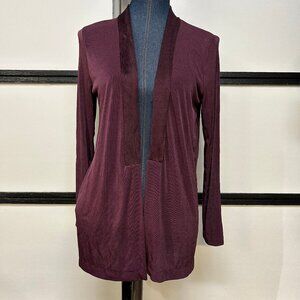 Massimo Dutti Burgundy Knit Open Cardigan, Size Small